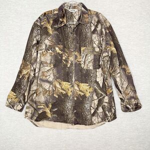 Walls Realtree Hardwoods Camouflage Button‎ Canvas Shirt Men's XXL Camo Twill